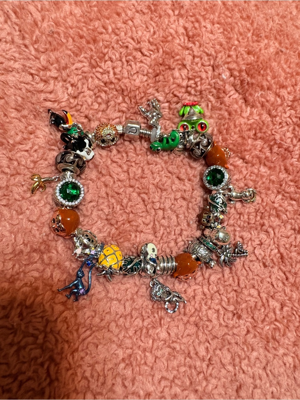 Chamilia bracelet with monkey/jungle themed charms